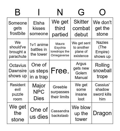 Tower Arc Bingo Card