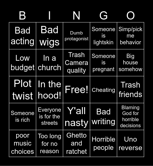 Tubi movies Bingo Card