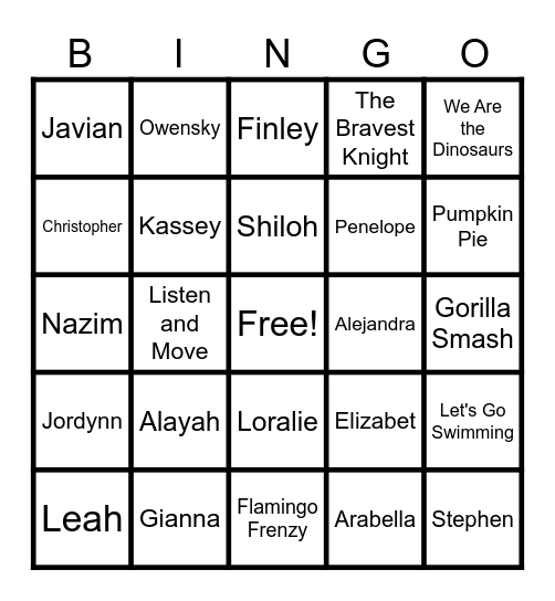 B is for Bingo Card