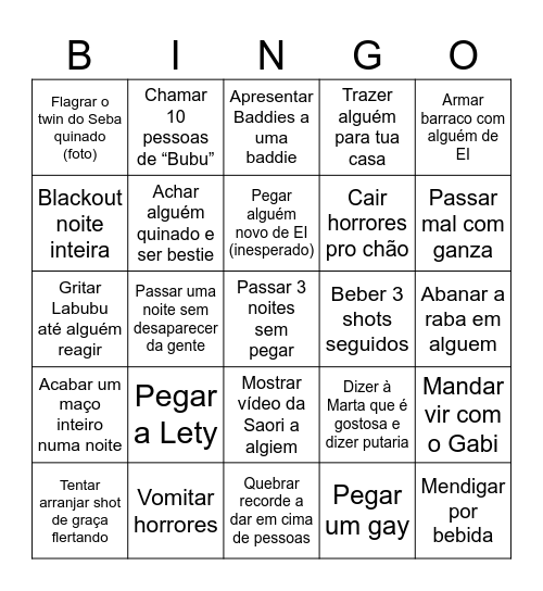 MARGOIDE BINGO Card