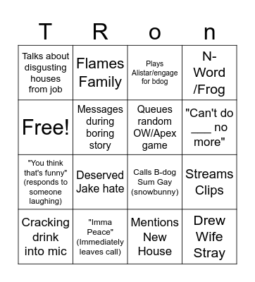 Tron74 Bingo Card