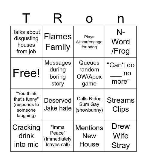 Tron74 Bingo Card