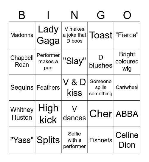 Drag Brunch Bingo Card