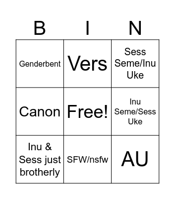 InuSess week reading Bingo Card