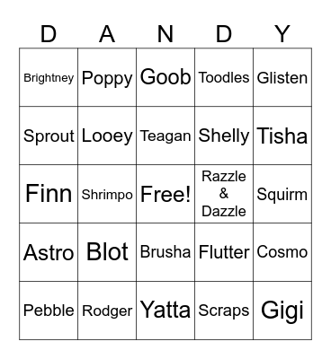 Dandy's World Bingo Card