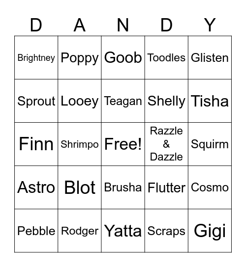 Dandy's World Bingo Card