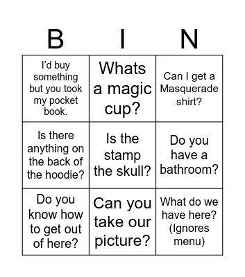 Merch Bingo Card