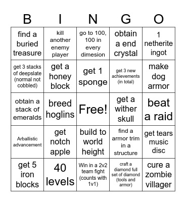 Our SMP bingo Card