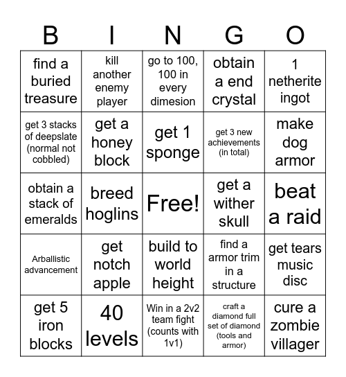 Our SMP bingo Card