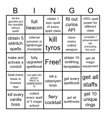 mc bingo Card