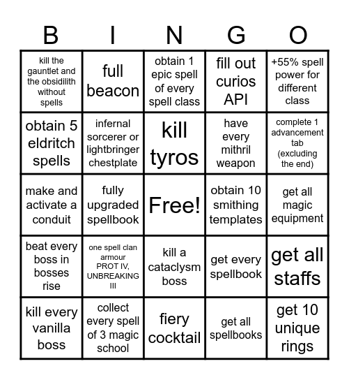 mc bingo Card