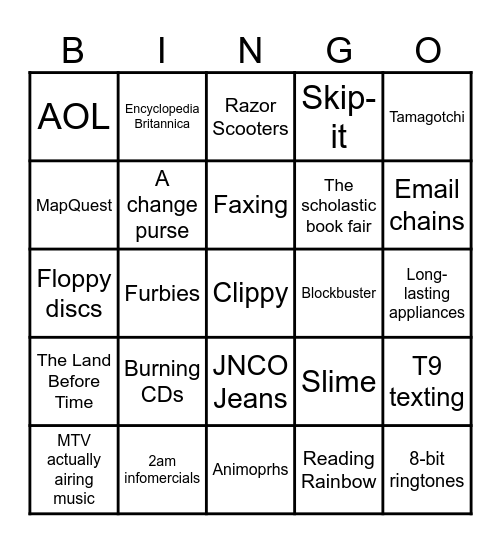 Oldheads Bingo Card