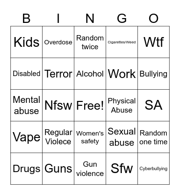 PSA! Bingo Card