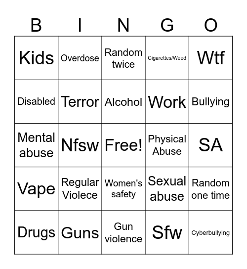 PSA! Bingo Card