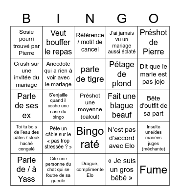 Bingo de Pierre Delahousse Bingo Card