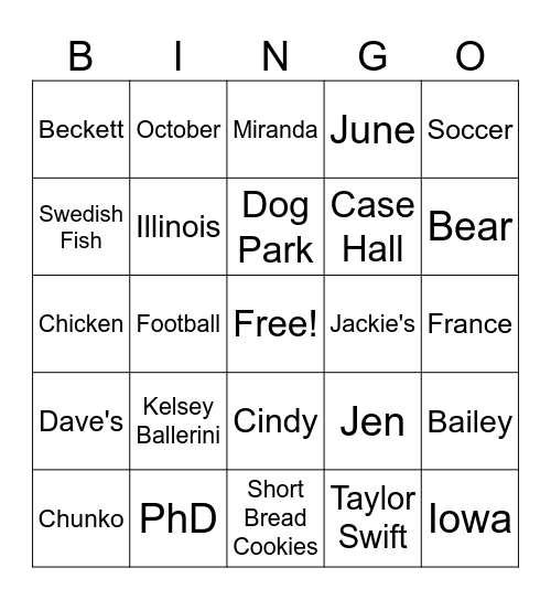 Ben + Miranda Wedding Shower Bingo Card