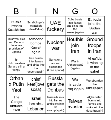 The big 2026 (No beta we die like ayatollah) Bingo Card