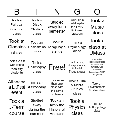 Senior Day Bingo Card