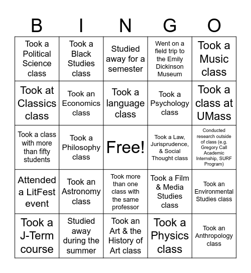 Senior Day Bingo Card