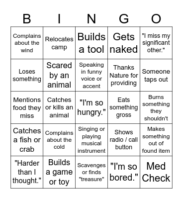 "Alone" Bingo Card