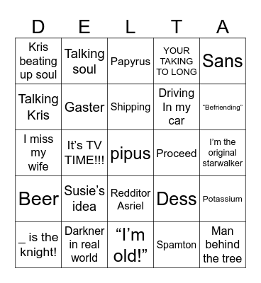 Deltarune meme bingo Card