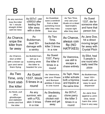 Forsaken Challenge Bingo Card