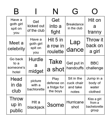 Bachelor Bingo Card