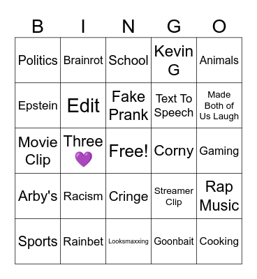 Reels Bingo Card