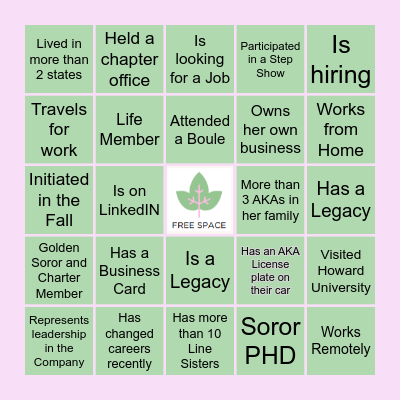 PRETTY GIRL Networking Bingo Card