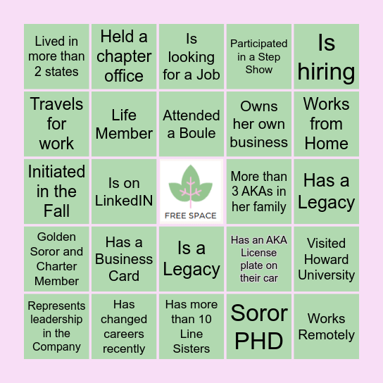 PRETTY GIRL Networking Bingo Card