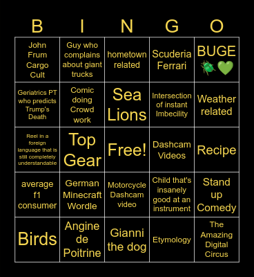 Mack's Instagram Reels Bingo Card