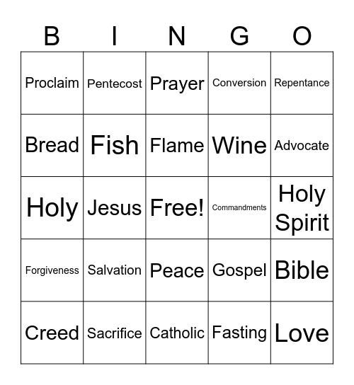 Catechism Gr. 3/4 Bingo Card