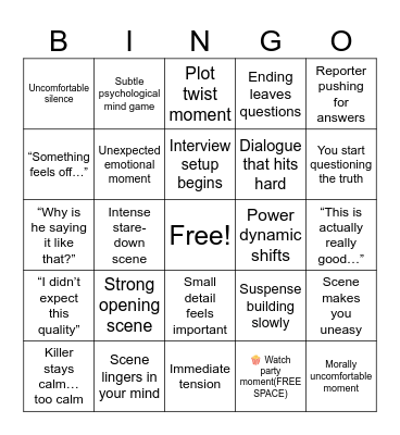 Hidden Gem Night – "Murderer Report Bingo" Bingo Card