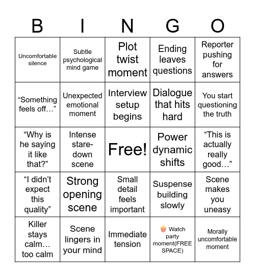Hidden Gem Night – "Murderer Report Bingo" Bingo Card