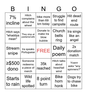 Random Tandem - Day 21 Bingo Card