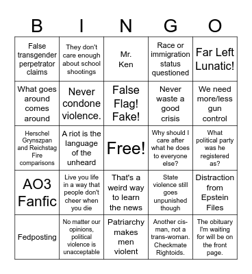 Yet another attempt Bingo Card