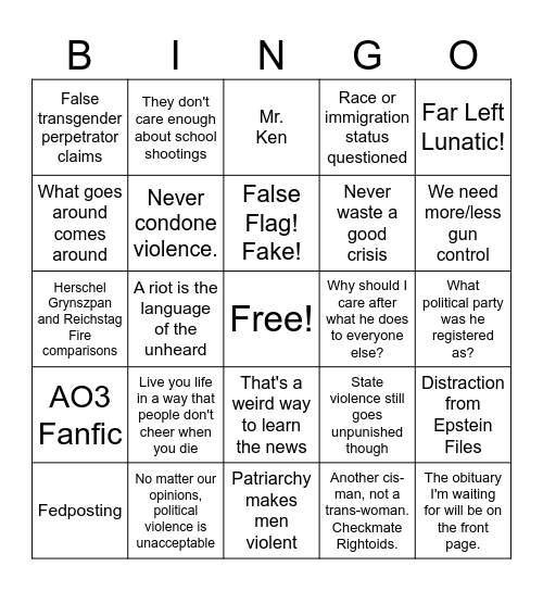 Yet another attempt Bingo Card