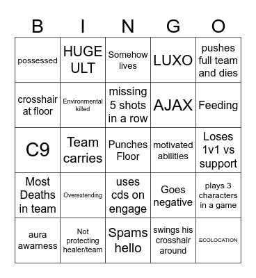 Luxo bingo Card