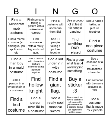 Comicon bingoboard Bingo Card