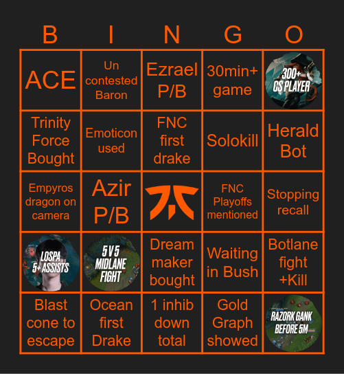 FNC vs KC G1 (S26) Bingo Card