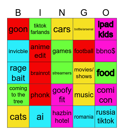 tiktok bingo dum1true Bingo Card