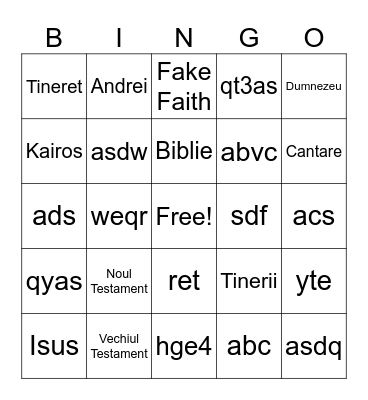 Bible Bingo Card