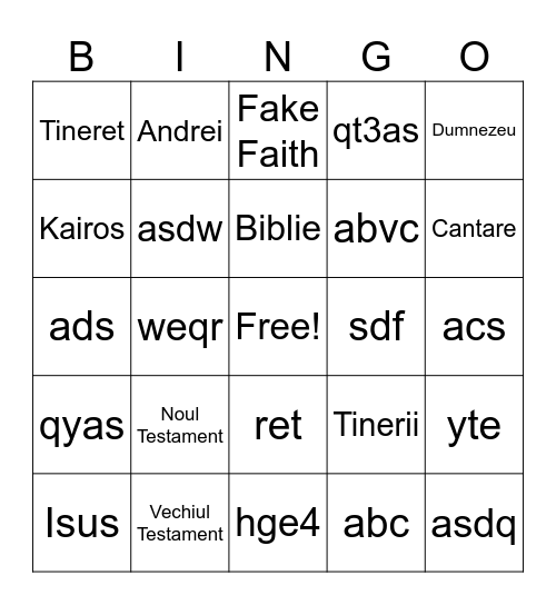 Bible Bingo Card