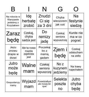 Bingo Pan Maksiu v2 Bingo Card
