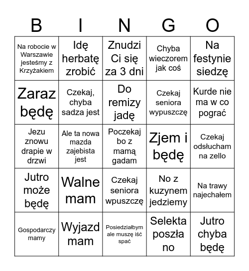 Bingo Pan Maksiu v2 Bingo Card