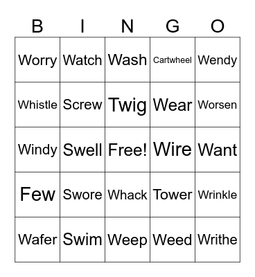 Untitled Bingo flowering flowered flowerer . sweeping sweeper   troweling troweled   troweller towering                             towered towelling towelled wigging wigged swinging swinged swinger switching switched switcher twitching twitched twitche Bingo Card