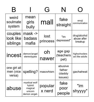 Gacha life BIGNO Bingo Card