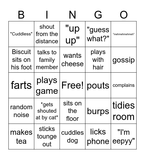 Elliot Call Bingo Card