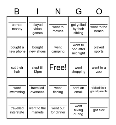 Find Someone... Bingo Card