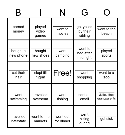 Find Someone... Bingo Card